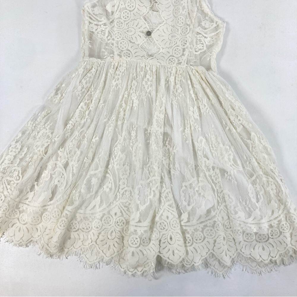Free People Verushka High Neck Button Back Lace dress Size 4 Ivory Women’s - Picture 7 of 14